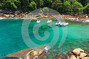 The cove of hidden beach CaxadaÃ§o, Ilha Grande, Brazil