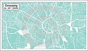 Coventry Great Britain City Map in Retro Style. Outline Map