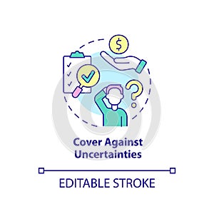 Cover against uncertainties concept icon