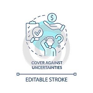 Cover against uncertainties turquoise concept icon