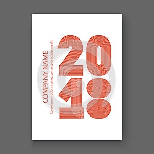 Cover Annual Report numbers 2018, modern design red on white bac