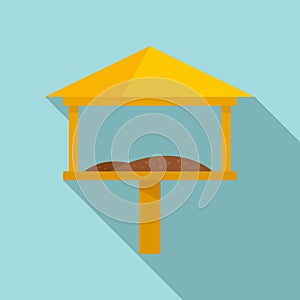 Cover bird feeders icon, flat style