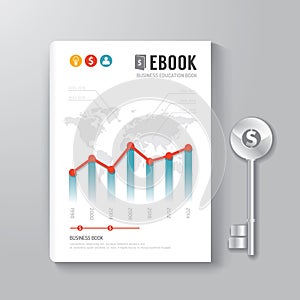 Cover Book Digital Design Template Key of Business Concept.