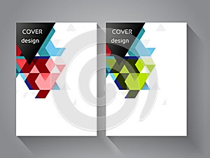 Cover and brochure template with color triangle background. Geometry business concept for layout, brochure, flyer, annual report,