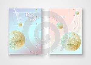 Cover brochures luxury notebook Abstract gradient background with golden texture ball line speck dot Fashion modern diary cover photo