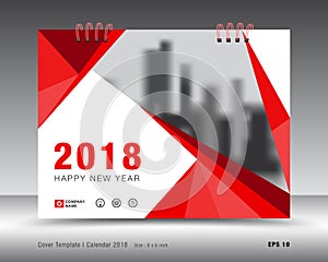 Cover calendar 2018 template, Red cover business brochure flyer