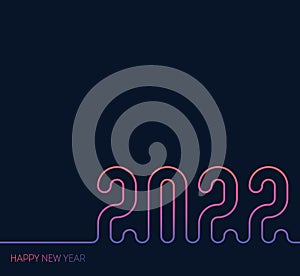 Cover of calendar with orginal neon inscription. Poster template. Modern Gradiet. Invitation to the new year party 2022