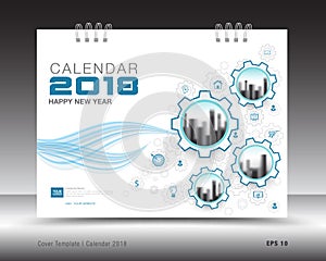 Cover calendar 2018 template, business brochure flyer