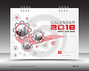 Cover calendar 2018 template, red book cover