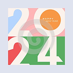 Cover design of 2024 happy new year. Strong typography. Colorful and easy to remember. Happy new year 2024 design poster