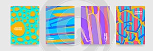 Cover design backgrounds, abstract organic geometry and color gradient pattern. Vector geometric liquid fluid flow shape