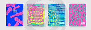 Cover design backgrounds, abstract pop art color pattern, vector. Wave line shapes, geometric liquid fluid flow graphic art