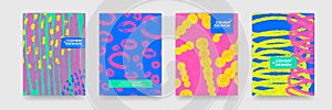 Cover design backgrounds. Vector abstract geometry with pop art color pattern. Wave line shape geometric liquid fluid flow