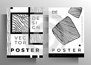 Cover design for book, magazine, catalog, set of templates. Monochrome vector