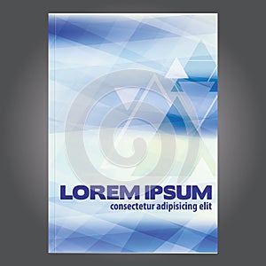 Cover design for brochure or textbook with triangles on light blue background photo