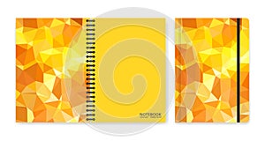 Cover design for notebooks or scrapbooks with triangular yellow pieces