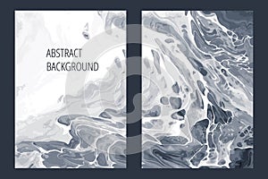 Cover design template set with black and white creative abstract hand painted background, vector