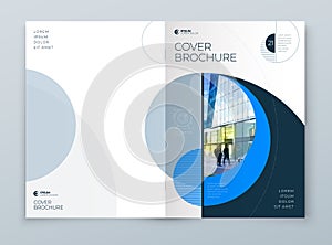 Cover with minimal blue geometric design. Modern abstract background for Brochure, Placard, Report, Poster, Flyer