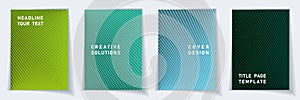 Cover page simple layout vector design set. Crossed lines dynamic background patterns.