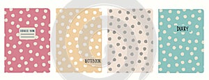 Cover page vector templates based on rustic polka-dot seamless patterns. Headers isolated and replaceable