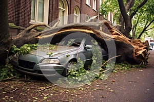 Cover photo, car accident, street, car crashed into a tree