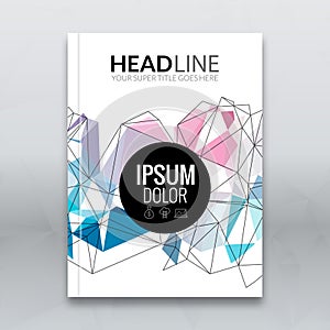 Cover report colorful triangle geometric lines prospectus design background, cover flyer magazine, brochure book cover