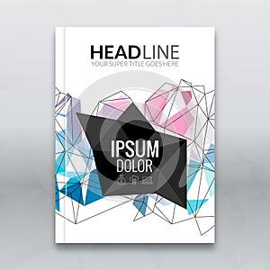 Cover report colorful triangle geometric lines prospectus design background, cover flyer magazine, brochure book cover photo