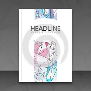 Cover report colorful triangle geometric lines prospectus flyer design background, cover flyer template, brochure mockup photo