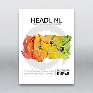 Cover report colorful triangle geometric prospectus design background, cover flyer magazine, brochure book cover photo