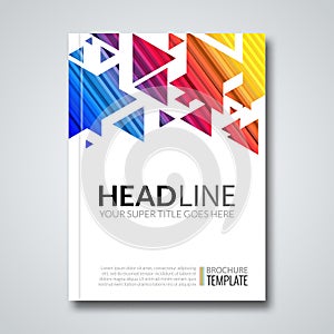 Cover report colorful triangle geometric prospectus design background, cover flyer magazine, brochure book cover photo