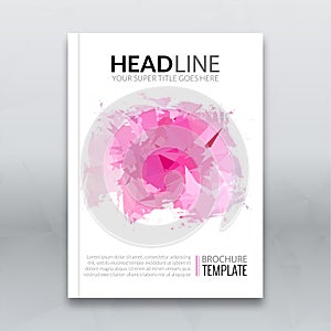 Cover report colorful triangle pink geometric prospectus design background, cover flyer magazine, brochure book cover photo