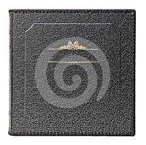 Cover rich photo album with decorative gold frame for text