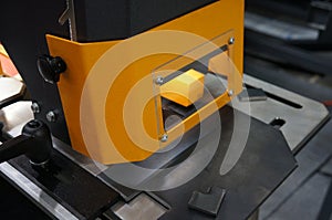 Cover safety guard in the metal machine in industry plant.