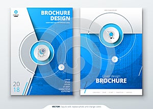 Cover set. Blue template for brochure, banner, plackard, poster, report, catalog, magazine, flyer etc. Modern circle
