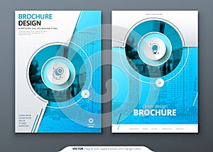 Cover set. Blue template for brochure, banner, plackard, poster, report, catalog, magazine, flyer etc. Modern circle