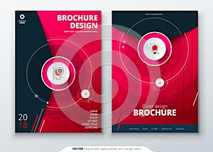 Cover set. Magenta template for brochure, banner, plackard, poster, report, catalog, magazine, flyer etc. Modern circle