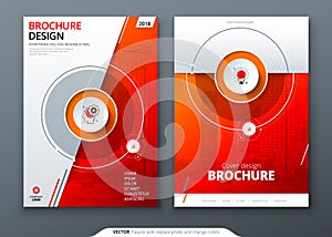 Cover set. Red template for brochure, banner, plackard, poster, report, catalog, magazine, flyer etc. Modern circle