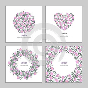 Cover for social media posts, app, banner design and web. Pink flower rose hip