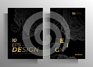 Cover template design for book, magazine, catalog, booklet, poster template set. Hand drawn vector graphics.