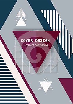 Cover template design with geometric memphis modern styleA1
