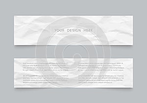 Cover template design with white crumpled paper on gray background