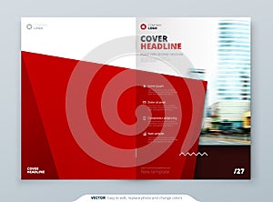 Cover template. Red template for brochure, banner, plackard, poster, report, catalog, magazine, flyer etc. Modern
