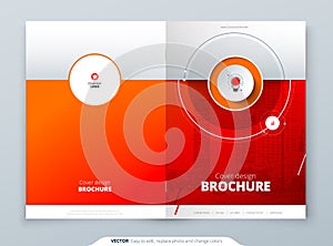 Cover template. Red template for brochure, banner, plackard, poster, report, catalog, magazine, flyer etc. Modern circle