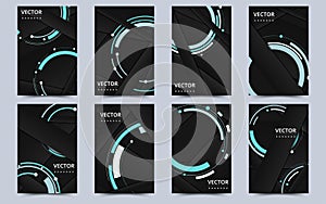 Cover templates set, vector geometric abstract background. Flyer, presentation, brochure, banner, poster design. Vector