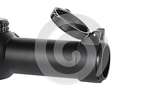 Cover to protect a rifle scope objective lens open