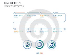 Coverage audience business analysis charts in color. Vector illustration.