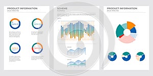 Coverage audience data charts in color. Vector elements charts.