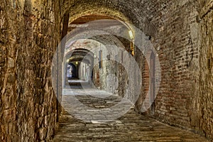 Covered alley in Colle di Val d'Elsa, Tuscany, Italy