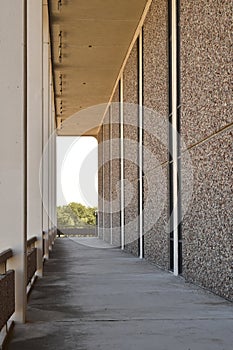 Covered breezeway long outdoor walkway