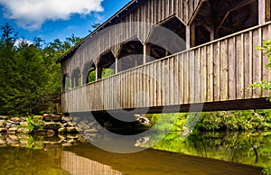 The covered bridge above High Falls, in Dupont State Forest, Nor